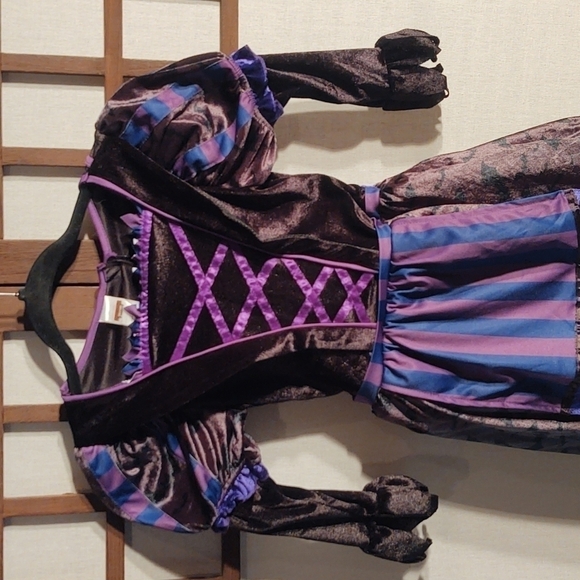 Spooktacular Creations Purple and Black Witch Dress with Puffed Sleeves Sz S - Picture 2 of 9